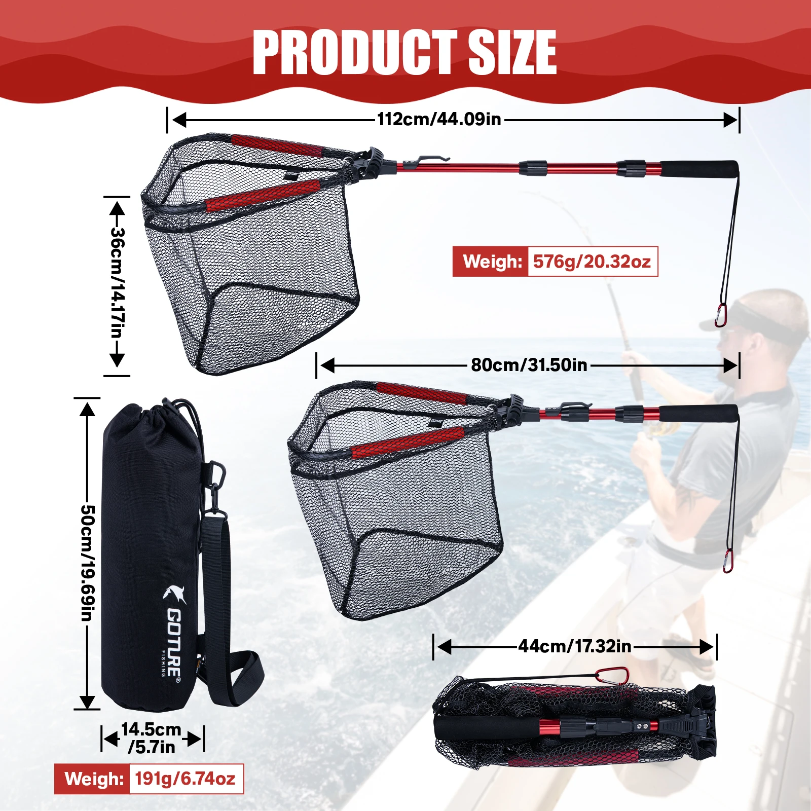 Goture Folding Fishing Brail N - огляд і ціна Landing Net Telescopic