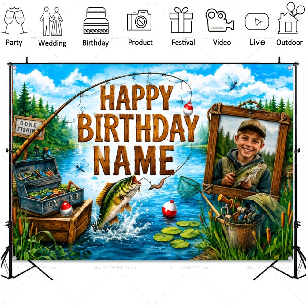 Custom Name Photo fishing-them - огляд і ціна Fishing Equipment Kids
